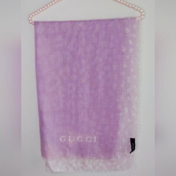 Gucci Ombre Leopard Pink Purple Scarf - Picture 1 of 11
